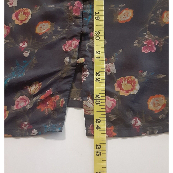 Lucky Brand Size SP Gray Floral Long Sleeve Button Front Blouse - Picture 5 of 8